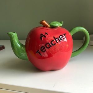 A+ Teacher red apple shaped ceramic teapot